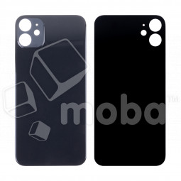 Задняя крышка для iPhone 11 (A2221) Черный (стекло, монолит, широкий вырез под камеру, логотип) - Премиум
