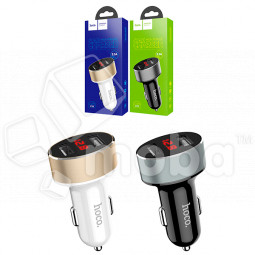 Автомобильное зарядное устройство USB Hoco Z26 (10.5W, 2USB, LED дисплей) Черный