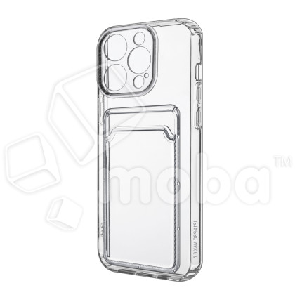Чехол-накладка для iPhone 14 Pro Max (с защитой камеры, карманом для карт, прозрачный)
