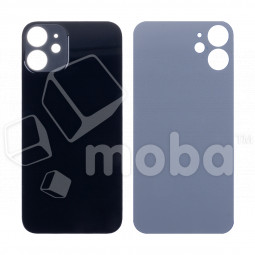 Задняя крышка для iPhone 12 mini (A2399) Черный (стекло, монолит, широкий вырез под камеру, логотип) - Премиум