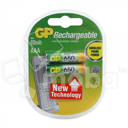 Аккумуляторные батарейки "AAA" GP 650 mAh (2 шт. в блистере)
