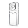 Чехол-накладка для iPhone 15 Pro (с защитой камеры, карманом для карт, прозрачный)