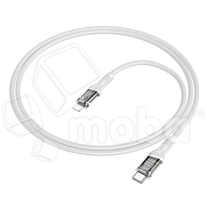 Кабель Type-C - Lightning Hoco U111 (3A, 27W, PD, оплетка нейлон, 1,2 м) Серый