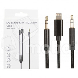 Кабель AUX - 2 в 1 "3,5 мм" Jack - Lightning JH-039 Черный