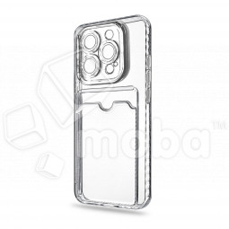 Чехол-накладка для iPhone 15 Pro Max (с защитой камеры, карманом для карт, прозрачный)