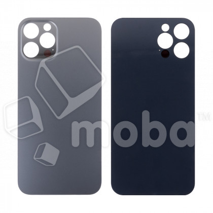 Задняя крышка для iPhone 12 Pro (A2407) Серый (стекло, монолит, широкий вырез под камеру, логотип) - Премиум