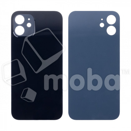 Задняя крышка для iPhone 12 (A2403) Черный (стекло, монолит, широкий вырез под камеру, логотип) - Премиум