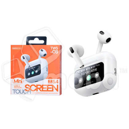 Беспроводные наушники Bluetooth Remax TWS-08 (TWS, вкладыши, с дисплеем) Белый