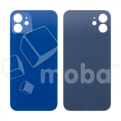 Задняя крышка для iPhone 12 (A2403) Синий (стекло, монолит, широкий вырез под камеру, логотип) - Премиум