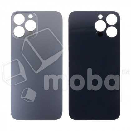 Задняя крышка для iPhone 13 Pro Max (A2645) Серый (стекло, монолит, широкий вырез под камеру, логотип) - Премиум