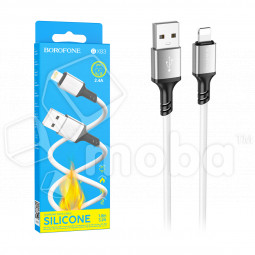 Кабель USB - Lightning Borofone BX83 (2.4A, силикон, термостойкий) Белый