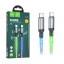 Кабель Type-C - Type-C Hoco U112 (3A, 60W, PD, прозрачный, светодиодный) Серый