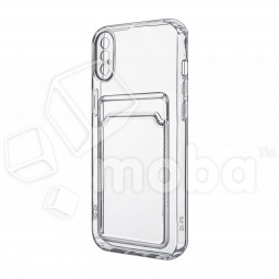 Чехол-накладка для iPhone X/Xs (с защитой камеры, карманом для карт, прозрачный)