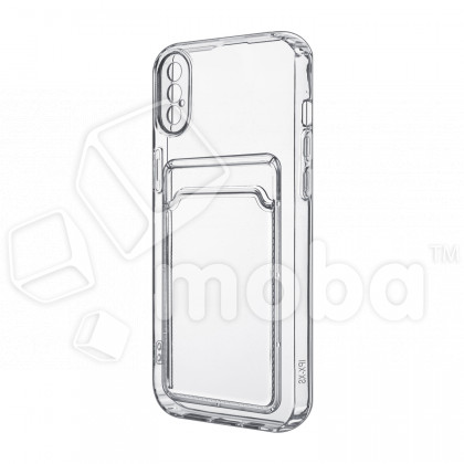 Чехол-накладка для iPhone X/Xs (с защитой камеры, карманом для карт, прозрачный)