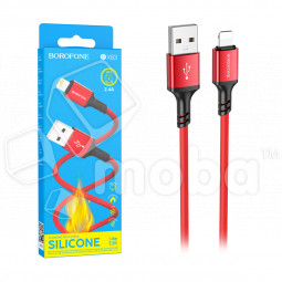 Кабель USB - Lightning Borofone BX83 (2.4A, силикон, термостойкий) Красный
