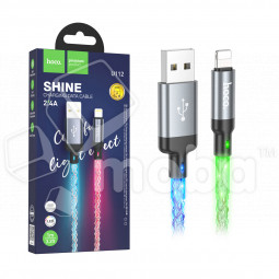 Кабель USB - Lightning Hoco U112 (2.4А, прозрачный светящийся) Серый