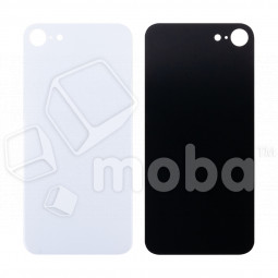 Задняя крышка для iPhone SE 2020 (A2296) Белый (стекло, монолит, широкий вырез под камеру, логотип) - Премиум
