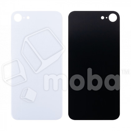 Задняя крышка для iPhone SE 2020 (A2296) Белый (стекло, монолит, широкий вырез под камеру, логотип) - Премиум