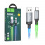 Кабель USB - Type-C Hoco U112 (3A, прозрачный светящийся) Серый