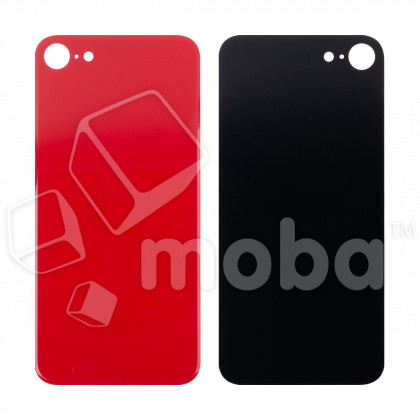 Задняя крышка для iPhone SE 2020 (A2296) Красный (стекло, монолит, широкий вырез под камеру, логотип) - Премиум