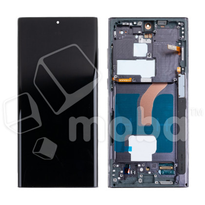 Дисплей для Samsung Galaxy S22 Ultra (S908B/S9080) модуль с рамкой Черный - (Soft OLED, 120 Гц) (Full Size)