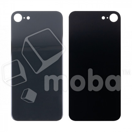 Задняя крышка для iPhone SE 2020 (A2296) Черный (стекло, монолит, широкий вырез под камеру, логотип) - Премиум