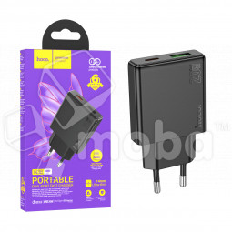 Сетевое зарядное устройство USB/Type-C Hoco N38 (20W, QC3.0, PD) Черный