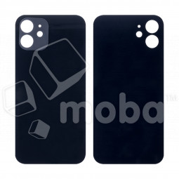 Задняя крышка для iPhone 12 (A2403) Черный (стекло, узкий вырез под камеру, логотип)