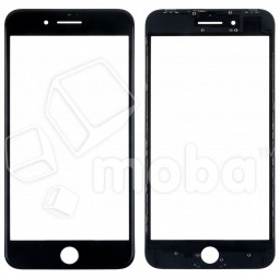 Стекло для переклейки iPhone 8 Plus в сборе с рамкой и OCA пленкой Черный - OR (Mitsubishi)