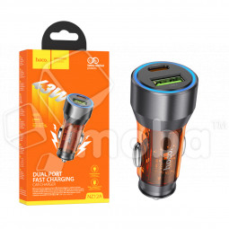Автомобильное зарядное устройство USB/Type-C Hoco NZ12A (43W, QC3.0, PD, 1Type-C, 1USB) Оранжевая