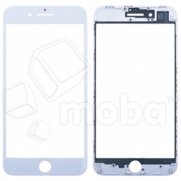 Стекло для переклейки iPhone 8 Plus в сборе с рамкой и OCA пленкой Белый - OR (Mitsubishi)