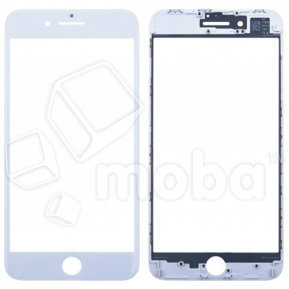 Стекло для переклейки iPhone 8 Plus в сборе с рамкой и OCA пленкой Белый - OR (Mitsubishi)