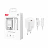 Сетевое зарядное устройство Type-C XO L148 (30W, PD, кабель Type-C-Type-C) Белый