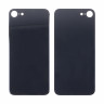 Задняя крышка для iPhone 8 Черный (стекло, монолит, широкий вырез под камеру, логотип) - Премиум