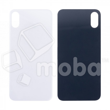 Задняя крышка для iPhone X (A1865/A1901) Белый (стекло, монолит, широкий вырез под камеру, логотип) - Премиум