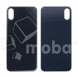 Задняя крышка для iPhone X (A1865/A1901) Серый (стекло, монолит, широкий вырез под камеру, логотип) - Премиум