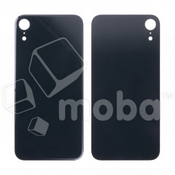 Задняя крышка для iPhone Xr (A2105) Черный (стекло, монолит, широкий вырез под камеру, логотип) - Премиум