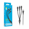 Кабель USB - 3 в 1 (Lightning + MicroUSB + Type-C) Borofone BX66 (2A, наносиликон, 1 м) Черный