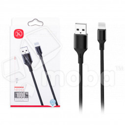 Кабель USB - Lightning XO NB143 (2.4A, оплетка ткань) Черный