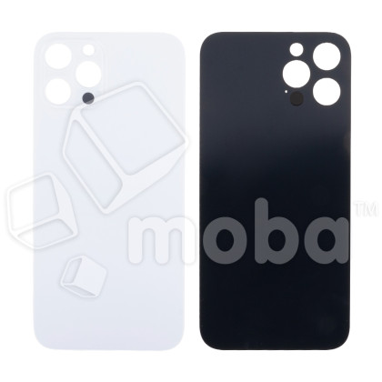 Задняя крышка для iPhone 12 Pro Max (A2411) Белый (стекло, узкий вырез под камеру, логотип) - Премиум