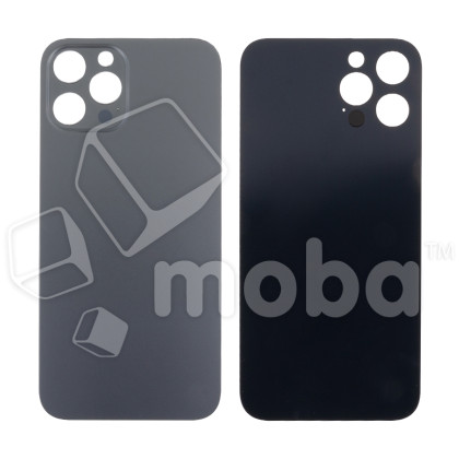 Задняя крышка для iPhone 12 Pro Max (A2411) Серый (стекло, узкий вырез под камеру, логотип) - Премиум