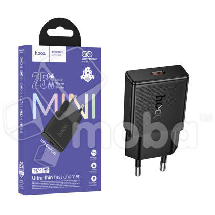 Сетевое зарядное устройство Type-C Hoco N74 (25W, PD, сверхтонкое) Черный