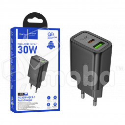 Сетевое зарядное устройство USB/Type-C Hoco N63 (30W, QC3.0, PD, GaN) Черный