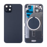 Задняя крышка для iPhone 15 Plus (A3094) в сборе со стеклом камеры Черный (стекло, монолит, MagSafe, логотип) - Премиум