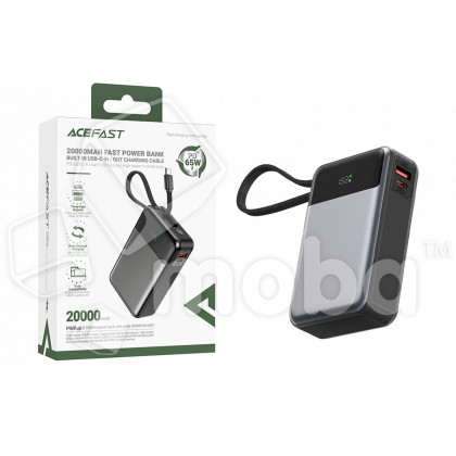 Внешний Аккумулятор (Power Bank) Acefast M21 20000 mAh (65W, QC3.0, PD, USB, Type-C, LED дисплей) Черный