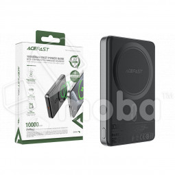 Внешний Аккумулятор (Power Bank) Acefast M12 10000 mAh (20W, PD, беспроводная зарядка 15W, MagSafe, Type-C, LED индикатор) Черный