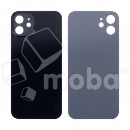 Задняя крышка для iPhone 12 (A2403) Черный (стекло, узкий вырез под камеру, логотип) - Премиум