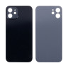 Задняя крышка для iPhone 12 (A2403) Черный (стекло, узкий вырез под камеру, логотип) - Премиум