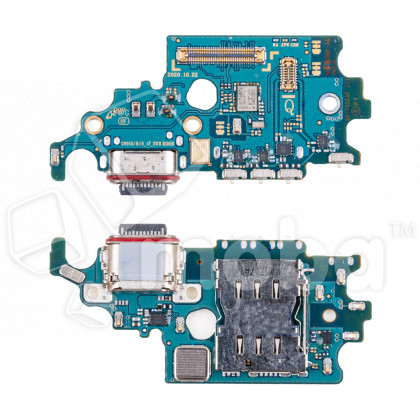 Шлейф для Samsung Galaxy S21 (G9910/Asia/America version) плата системный разъем/разъем SIM/микрофон - Премиум