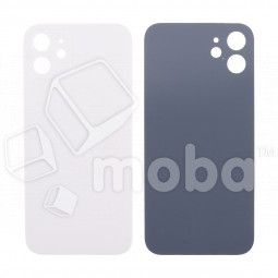 Задняя крышка для iPhone 12 (A2403) Белый (стекло, узкий вырез под камеру, логотип) - Премиум